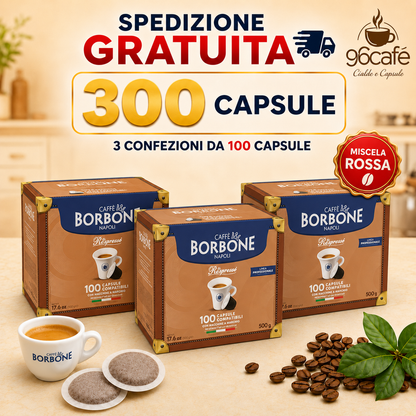 NESPRESSO 300 CAPSULE - Miscela Rossa - Caffe Borbone - MAXI SCORTA