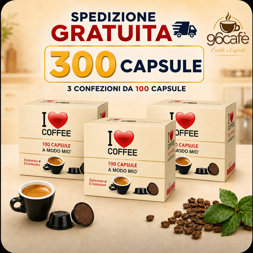 A MODO MIO - 300 Capsule Compatibili - Miscela forte e cremosa | I Love Coffee MAXI SCORTA