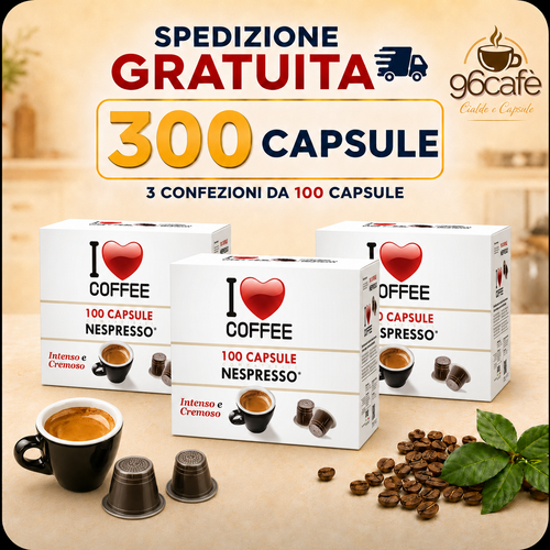 NESPRESSO MAXI SCORTA da 300 Capsule Compatibili - Miscela forte e cremosa | I LOVE COFFEE
