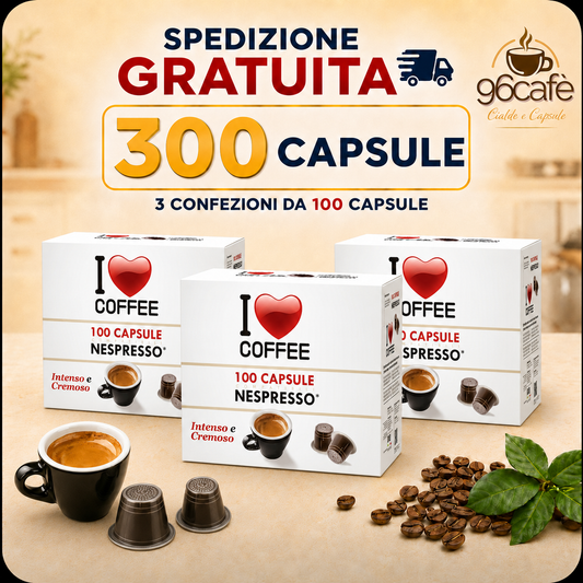 NESPRESSO MAXI SCORTA da 300 Capsule Compatibili - Miscela forte e cremosa | I LOVE COFFEE