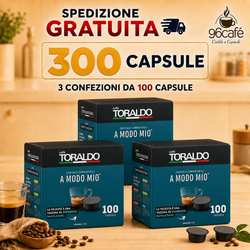 300 CAPSULE A MODO MIO - Caffè Toraldo - Miscela CLASSICA - Maxi Scorta