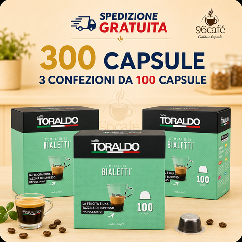 300 CAPSULE BIALETTI - Caffè Toraldo - Miscela CLASSICA - Maxi Scorta