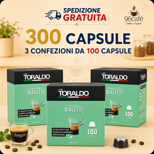 300 CAPSULE BIALETTI - Caffè Toraldo - Miscela CLASSICA - Maxi Scorta