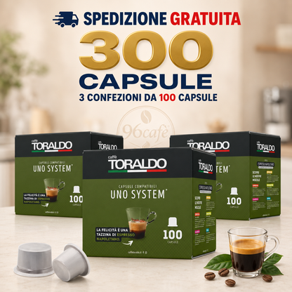 300 CAPSULE UNOSYSTEM - Caffè Toraldo - Miscela CLASSICA - Maxi Scorta