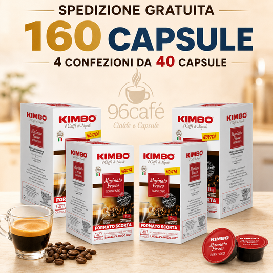 160 Capsule Kimbo per Lavazza A Modo Mio® – MAXI SCORTA | Intensità 11/13, Tostatura Scura