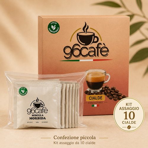 Kit Assaggio da 10 Cialde 96CAFÈ - Miscela Morbida Super Cremosa - 10 Cialde ESE 44 Compostabili - 8g