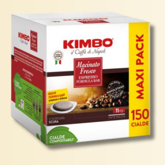 Kimbo 150 Cialde - Macinato Fresco - Forte, Intenso e Deciso - MAXI PACK