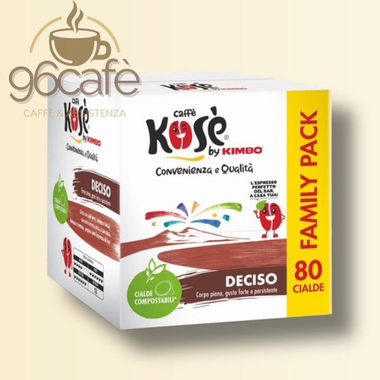 Cialde Caffè Kosè by Kimbo Deciso – 80 Cialde Compostabili ESE 44mm – Gusto Forte e Persistente