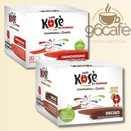 Doppio Gusto Mix - 50 Cialde Kosè Cremoso + 50 Cialde Kosè Intenso - ESE 44mm Compostabili