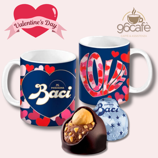 Baci Perugina Tazza in Ceramica Linea Intrecci + 4 Baci Fondente Classico