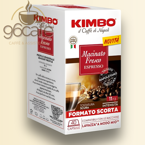 Kimbo Macinato Fresco Espresso Capsule Compatibili Lavazza A Modo Mio® – 40 Capsule | Intensità 11/13, Tostatura Scura