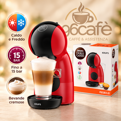 Macchina da Caffè Nescafé Dolce Gusto Krups Piccolo XS Rossa – Compatta, 15 Bar, Caldo/Freddo
