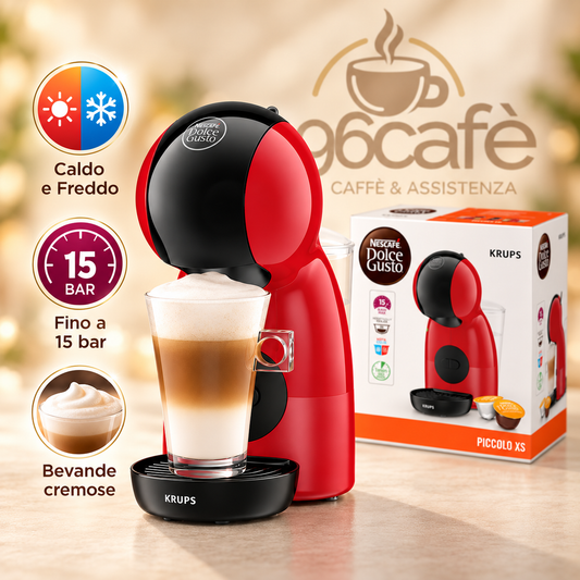 Macchina da Caffè Nescafé Dolce Gusto Krups Piccolo XS Rossa – Compatta, 15 Bar, Caldo/Freddo