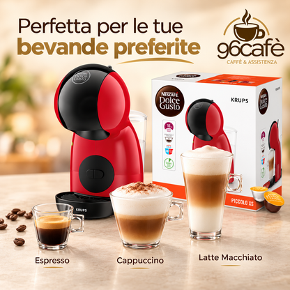 Macchina da Caffè Nescafé Dolce Gusto Krups Piccolo XS Rossa – Compatta, 15 Bar, Caldo/Freddo