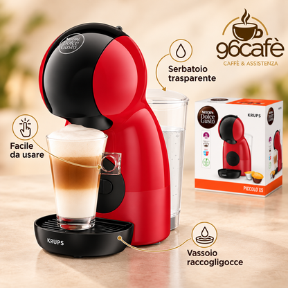Macchina da Caffè Nescafé Dolce Gusto Krups Piccolo XS Rossa – Compatta, 15 Bar, Caldo/Freddo