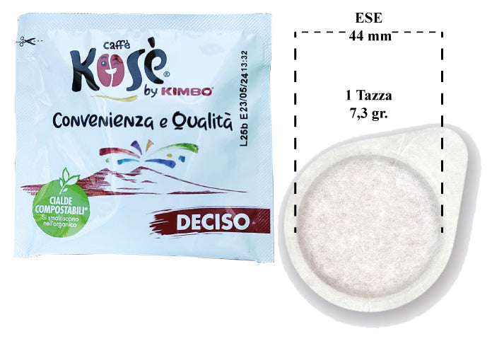 Cialde Caffè Kosè by Kimbo Deciso – 80 Cialde Compostabili ESE 44mm – Gusto Forte e Persistente