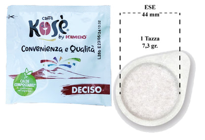 Cialde Caffè Kosè by Kimbo Deciso – 80 Cialde Compostabili ESE 44mm – Gusto Forte e Persistente