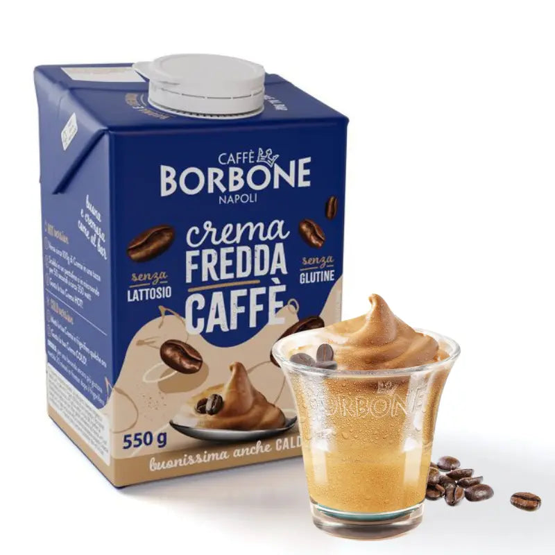 Crema Fredda al Caffè Borbone 550g + 2 Tazze in Ceramica — Kit Completo per la Tua Pausa Estiva