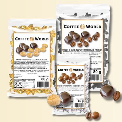Chicchi di Caffè e Amaretti Ricoperti di Cioccolato - Confezione da 80g