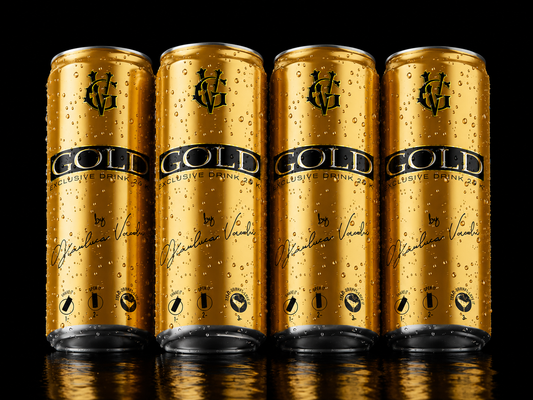 4 LATTINE - Gold Exclusive Drink 24K - Bevanda Analcolica - Energy Drink Senza Glutine da 250ml