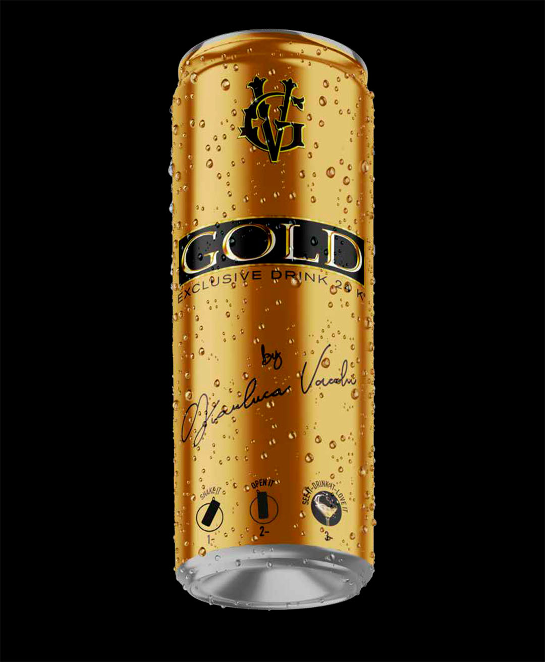 4 LATTINE - Gold Exclusive Drink 24K - Bevanda Analcolica - Energy Drink Senza Glutine da 250ml