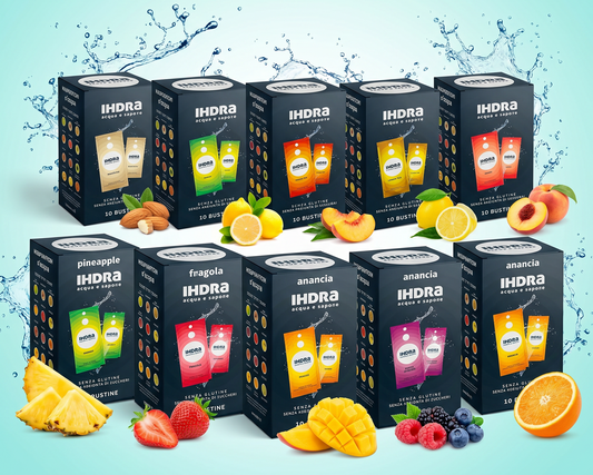 IHDRA - 10 Bustine Insaporitore Acqua Senza Zucchero - 100% Naturale, Senza Glutine, Con Estratti di Frutta e Piante | Bustina Da 1,6g x 0,5L | Insaporitore Acqua Dal Gusto IRRESISTIBILE