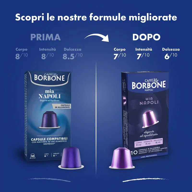 100 Capsule in Alluminio NESPRESSO – 3 Miscele Caffè Borbone | Mia Napoli, Ciao Venezia e Magica Palermo