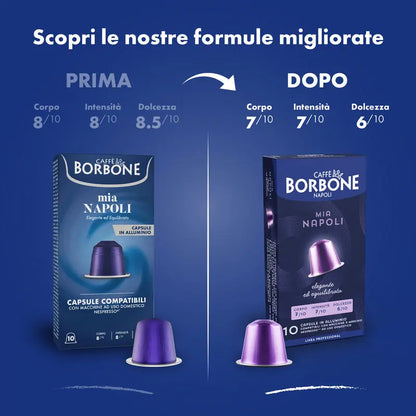 100 Capsule in Alluminio NESPRESSO – 3 Miscele Caffè Borbone | Mia Napoli, Ciao Venezia e Magica Palermo