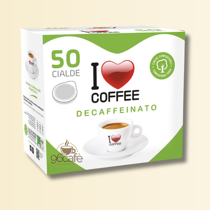 50 Cialde Decaffeinate - I Love Coffee – Espresso Leggero e Cremoso