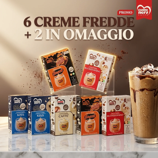 6 creme fredde + 2 in omaggio (Omaggio a scelta nostra) - PRONTA IN 2 MINUTI - Crema Caffe, Crema Bueno, Crema Fondente, Crema Mars