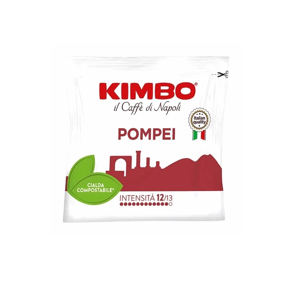 160 CIALDE - Kimbo POMPEI - Miscela Forte e Decisa, Intensità 12/13, Tostatura Scura, 1 Pack da 150 + 10 Cialde