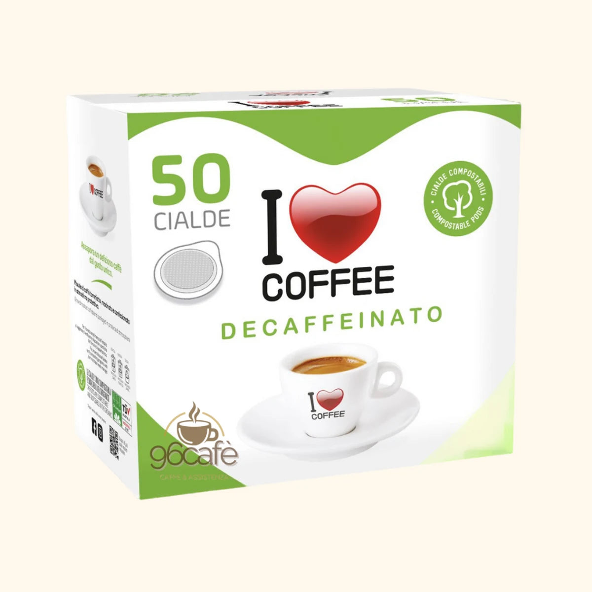 50 Cialde Decaffeinate - I Love Coffee – Espresso Leggero e Cremoso