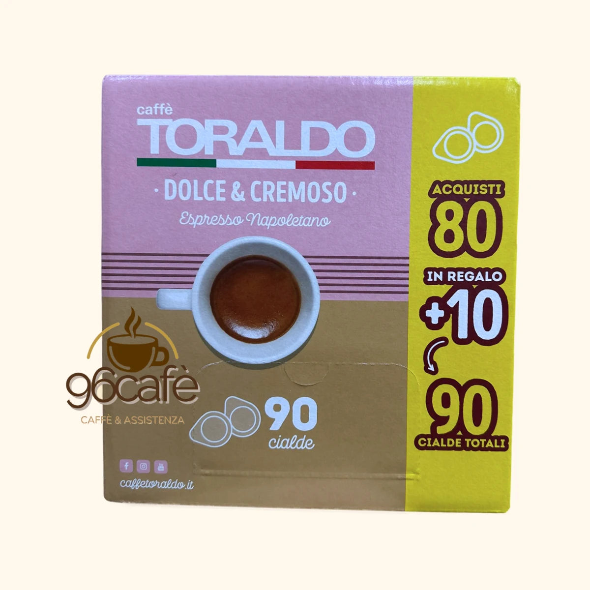 90 Cialde (80+10 in Omaggio) Caffè Toraldo – Dolce & Cremoso – Espresso Napoletano crema ricca e persistente, profumo intenso