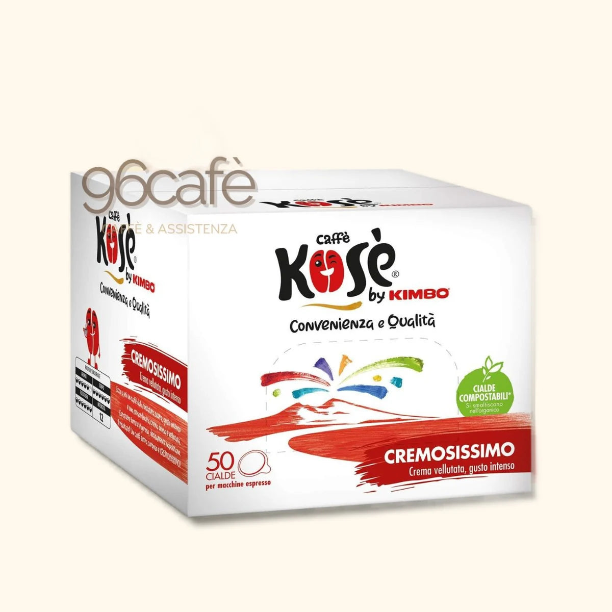 Cialde Caffè Kosè by Kimbo Cremossissimo – ESE 44mm Compostabili – 50 o 300 Cialde – Gusto Intenso e Crema Vellutata